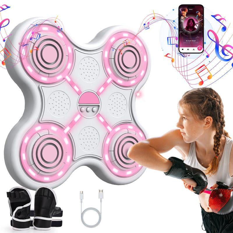 Music Boxing Machine with Boxing Gloves Controllable Sound Level with LED Electronic Wall Mounted Smart Control Boxing Machine, Musical Boxing Target Workout Punching Equipment,Christmas Gift
