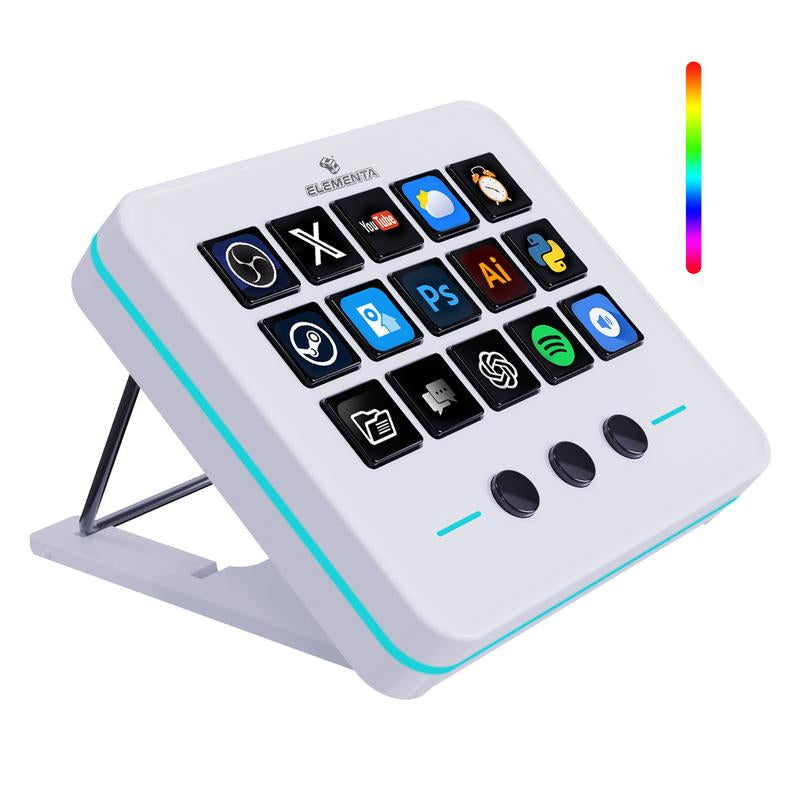 Mbox Seasonal Edition Stream Deck ELEMENTA 15-Key LCD Macro Pad with LGB Light, Customizable Shortcuts Buttons for OBS, Twitch Youtube Tiktok Live, Compatible with Macos & Windows, Setup Essentials for Gamers, Streamers, Content Creators, Remote Workers