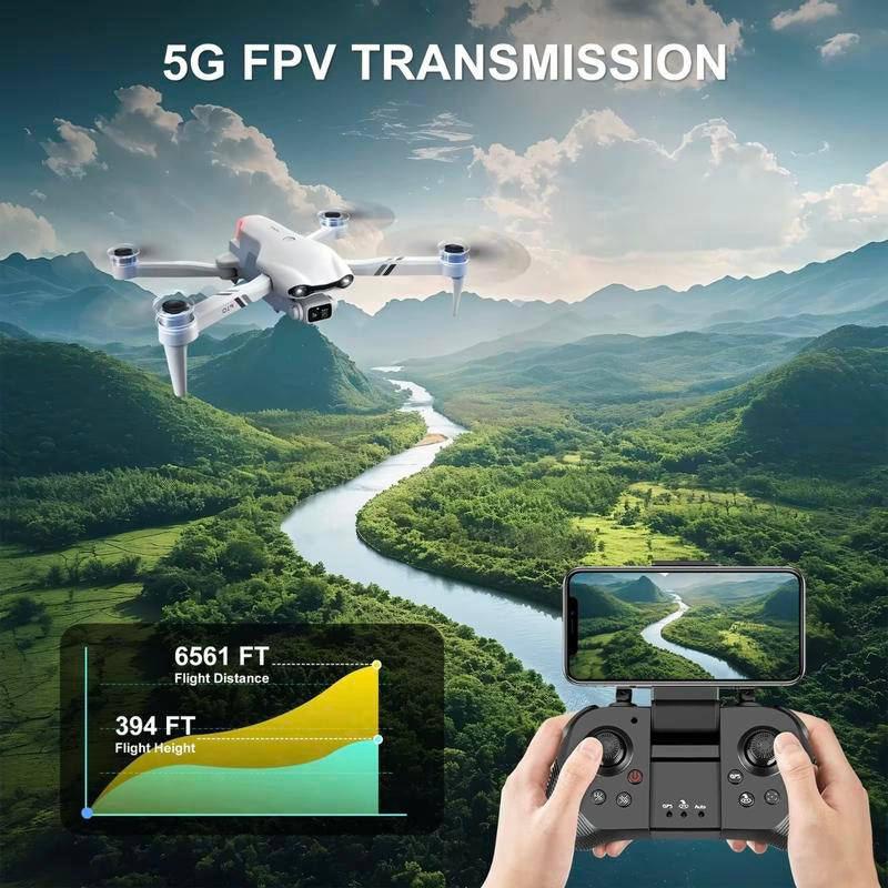 Aerial Drone 2025 F10 Pro with 4K UHD EIS Camera GPS 5G Wifi FPV Brushless Motors Optical Flow Smart Obstacle Avoidance Auto Return 360° Stunt Roll Dual Batteries