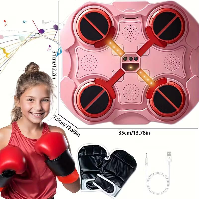 Music Boxing Machine with Boxing Gloves Controllable Sound Level with LED Electronic Wall Mounted Smart Control Boxing Machine, Musical Boxing Target Workout Punching Equipment，Christmas Gift