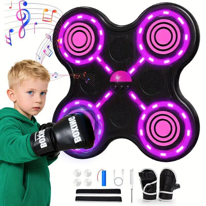 Music Boxing Machine with Boxing Gloves Controllable Sound Level with LED Electronic Wall Mounted Smart Control Boxing Machine, Musical Boxing Target Workout Punching Equipment，Christmas Gift