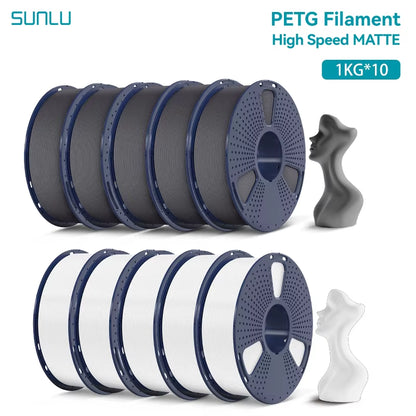 10KG High Speed Matte PETG Filament 1.75Mm 1Kg Spool (2.2Lbs) High Speed Printing Filament Fit Most FDM Printer
