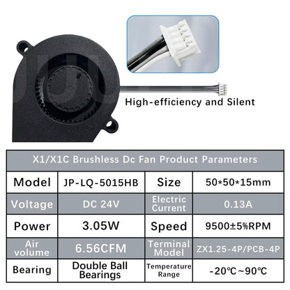5015 Blower Fan for Bambulab X1 X1C P1P P1S Hotend Radial Fan Cooling Blower Fan Duct Faster Speed Low Noisy 3D Accessories