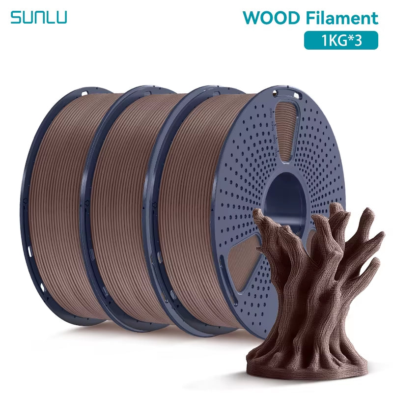 3KG Real Wood Fiber Wood PLA Filament 1.75MM 1Kg Spool Neatly Wound PLA 3D Printer Filament Fit Most FDM 3D Printers