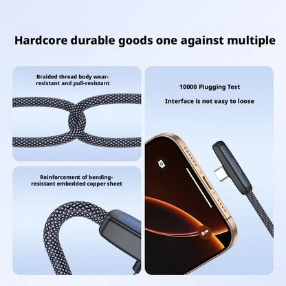 45W PD Fast Charging Cable for Iphone15 16 17PROMAX & Android Type-C Right Angle Design Braided Durable Data Transfer Cables