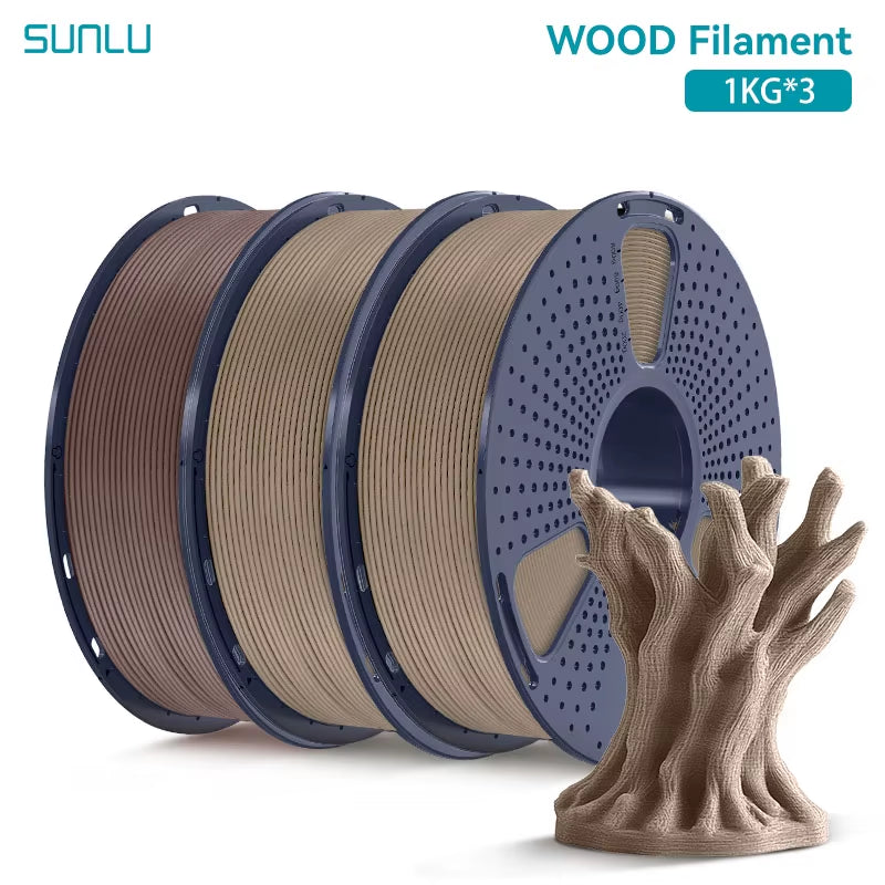 3KG Real Wood Fiber Wood PLA Filament 1.75MM 1Kg Spool Neatly Wound PLA 3D Printer Filament Fit Most FDM 3D Printers