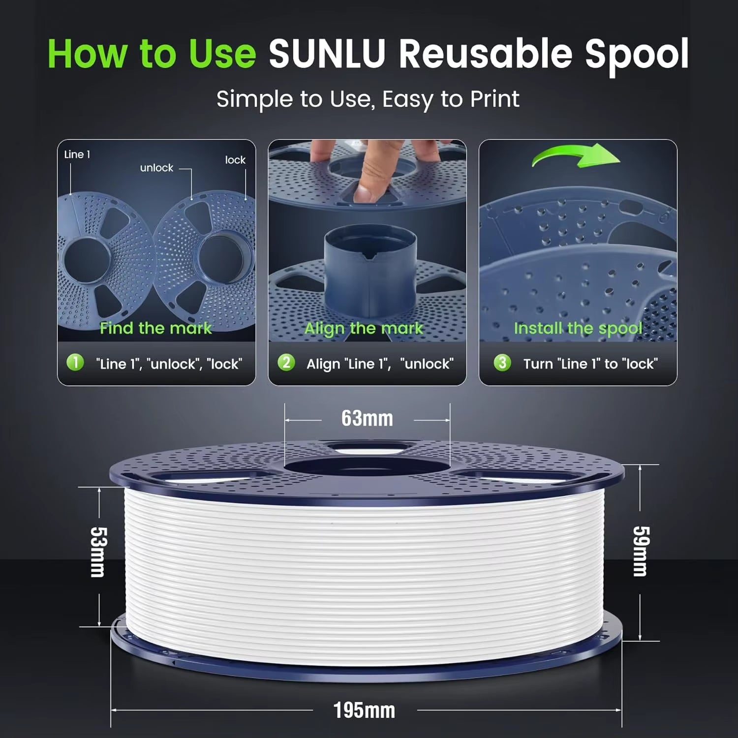 2KG PLA 3D Printer Filament 1.75Mm Neatly Wound 3D Printing Filament Fit Most FDM 3D Printers, 1Kg Spool (2.2Lbs)