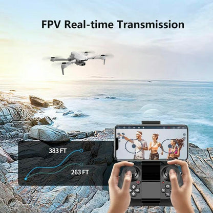 Aerial Drone 2025 F10 Pro with 4K UHD EIS Camera GPS 5G Wifi FPV Brushless Motors Optical Flow Smart Obstacle Avoidance Auto Return 360° Stunt Roll Dual Batteries