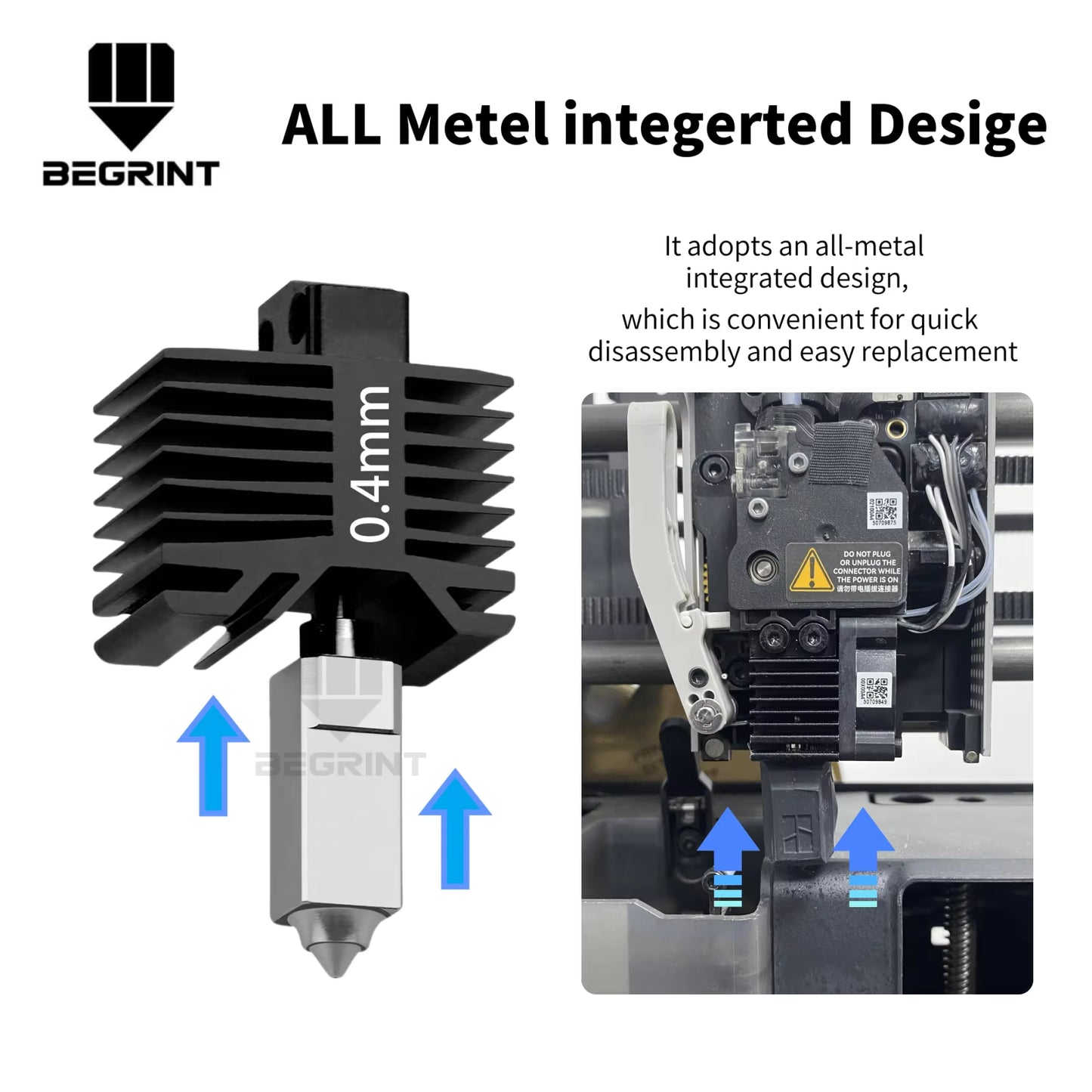 For Bambu Lab X1C/P1P/P1S Hardened Steel Hot End Print Head All-In-One Quick Swap Kit for Bambulab X1 P1 Series 3D Printer Part