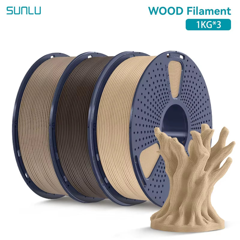 3KG Real Wood Fiber Wood PLA Filament 1.75MM 1Kg Spool Neatly Wound PLA 3D Printer Filament Fit Most FDM 3D Printers