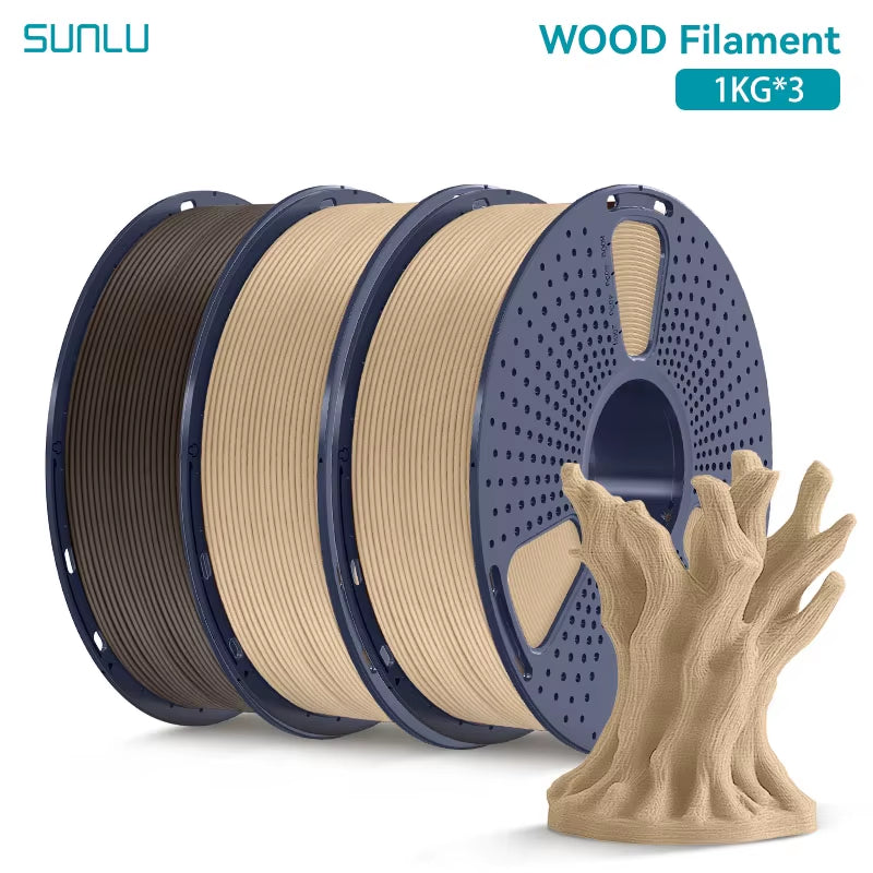 3KG Real Wood Fiber Wood PLA Filament 1.75MM 1Kg Spool Neatly Wound PLA 3D Printer Filament Fit Most FDM 3D Printers