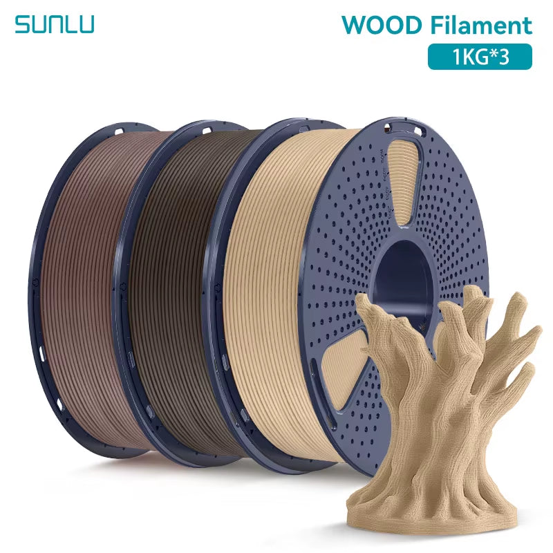 3KG Real Wood Fiber Wood PLA Filament 1.75MM 1Kg Spool Neatly Wound PLA 3D Printer Filament Fit Most FDM 3D Printers