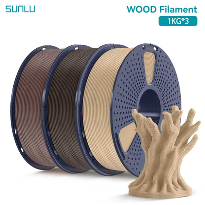 3KG Real Wood Fiber Wood PLA Filament 1.75MM 1Kg Spool Neatly Wound PLA 3D Printer Filament Fit Most FDM 3D Printers