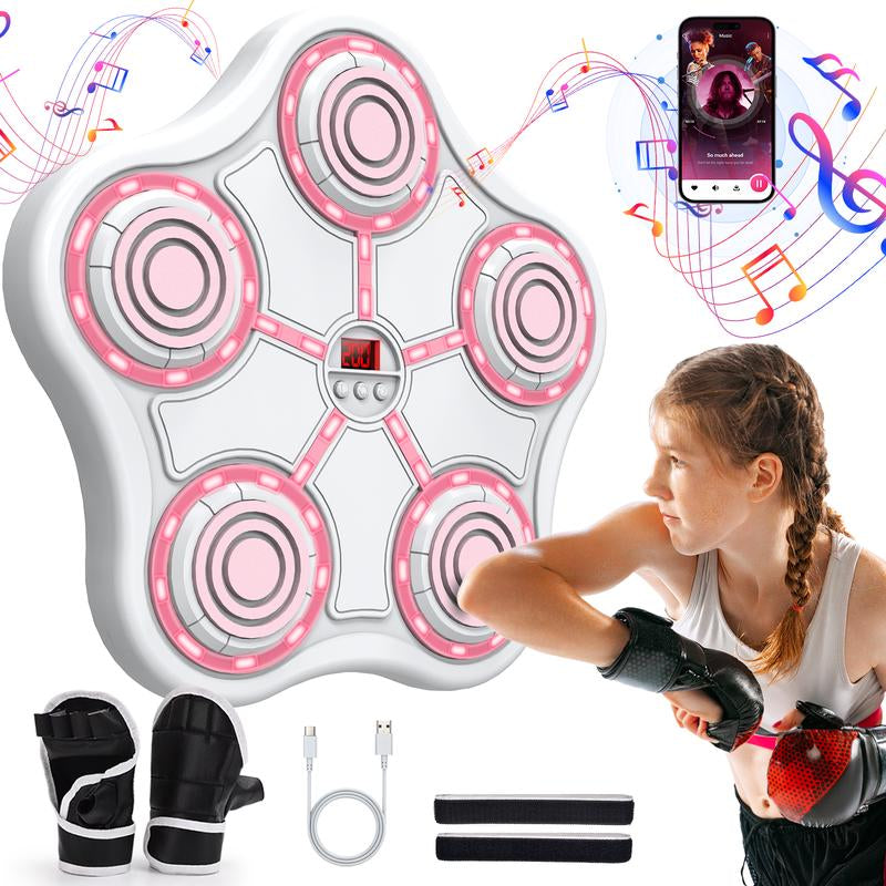 Music Boxing Machine with Boxing Gloves Controllable Sound Level with LED Electronic Wall Mounted Smart Control Boxing Machine, Musical Boxing Target Workout Punching Equipment，Christmas Gift
