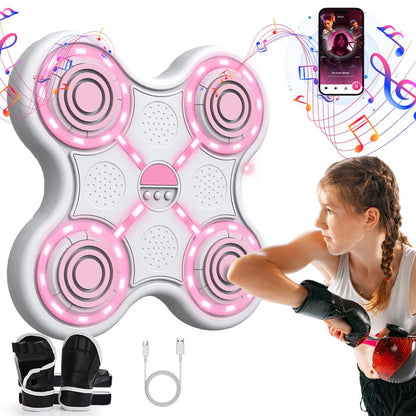Music Boxing Machine with Boxing Gloves Controllable Sound Level with LED Electronic Wall Mounted Smart Control Boxing Machine, Musical Boxing Target Workout Punching Equipment，Christmas Gift