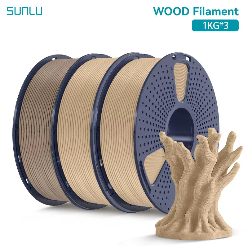 3KG Real Wood Fiber Wood PLA Filament 1.75MM 1Kg Spool Neatly Wound PLA 3D Printer Filament Fit Most FDM 3D Printers