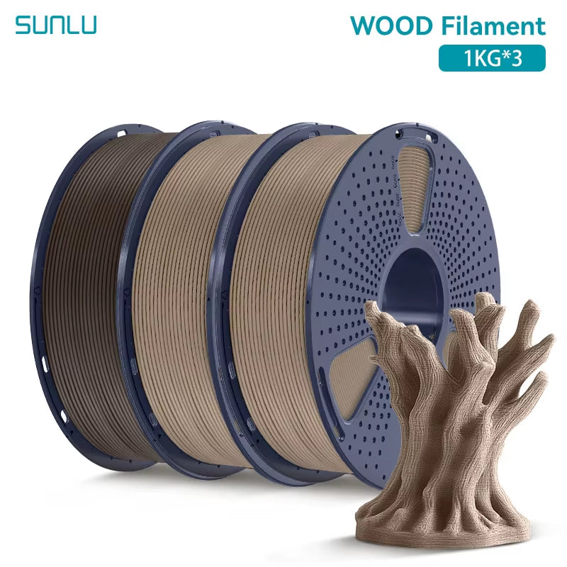 3KG Real Wood Fiber Wood PLA Filament 1.75MM 1Kg Spool Neatly Wound PLA 3D Printer Filament Fit Most FDM 3D Printers