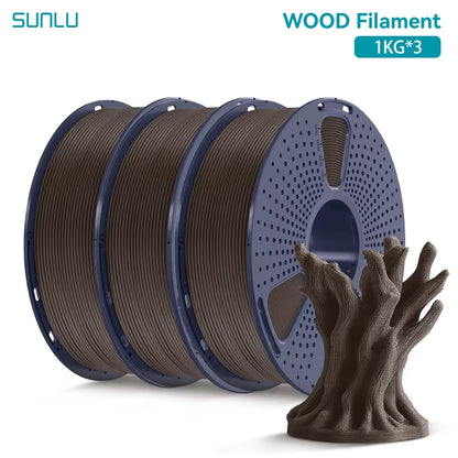 3KG Real Wood Fiber Wood PLA Filament 1.75MM 1Kg Spool Neatly Wound PLA 3D Printer Filament Fit Most FDM 3D Printers