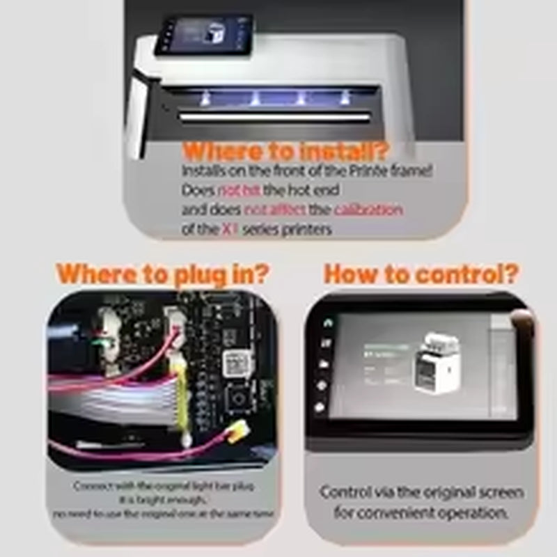 0.3A LED Light Aceraybar for Bambulab LED Light Bar Kit Magnetic Installation Aluminum Alloy Peel LED Strip for Bambu Lab P1 X1