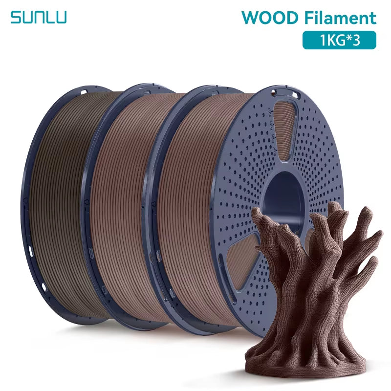 3KG Real Wood Fiber Wood PLA Filament 1.75MM 1Kg Spool Neatly Wound PLA 3D Printer Filament Fit Most FDM 3D Printers