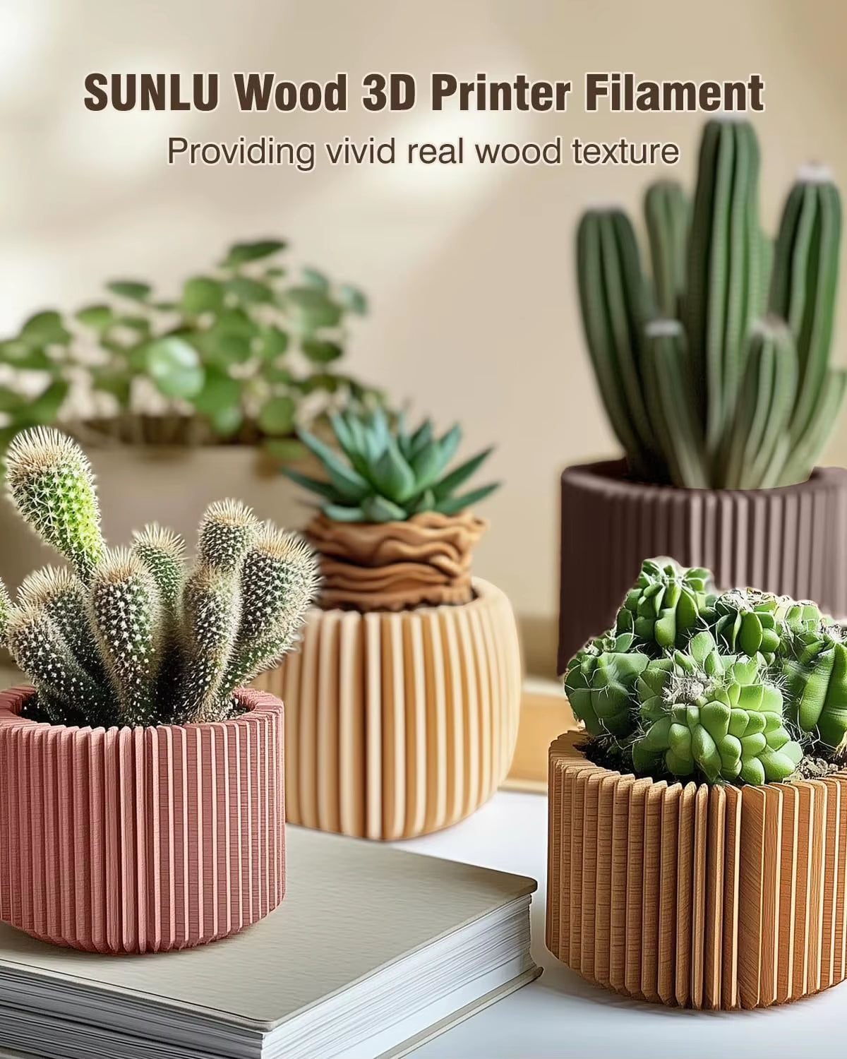 3KG Real Wood Fiber Wood PLA Filament 1.75MM 1Kg Spool Neatly Wound PLA 3D Printer Filament Fit Most FDM 3D Printers