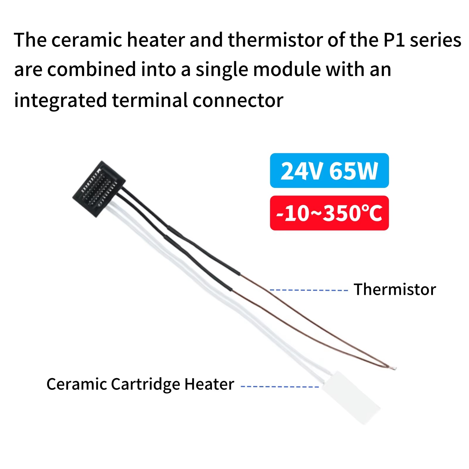 Caremic Heater & Thermistor for Bambu Lab P1P P1S Hotend Ceramic Cartridge Temperature Sensor for Bambulab P1S P1P 3D Printer