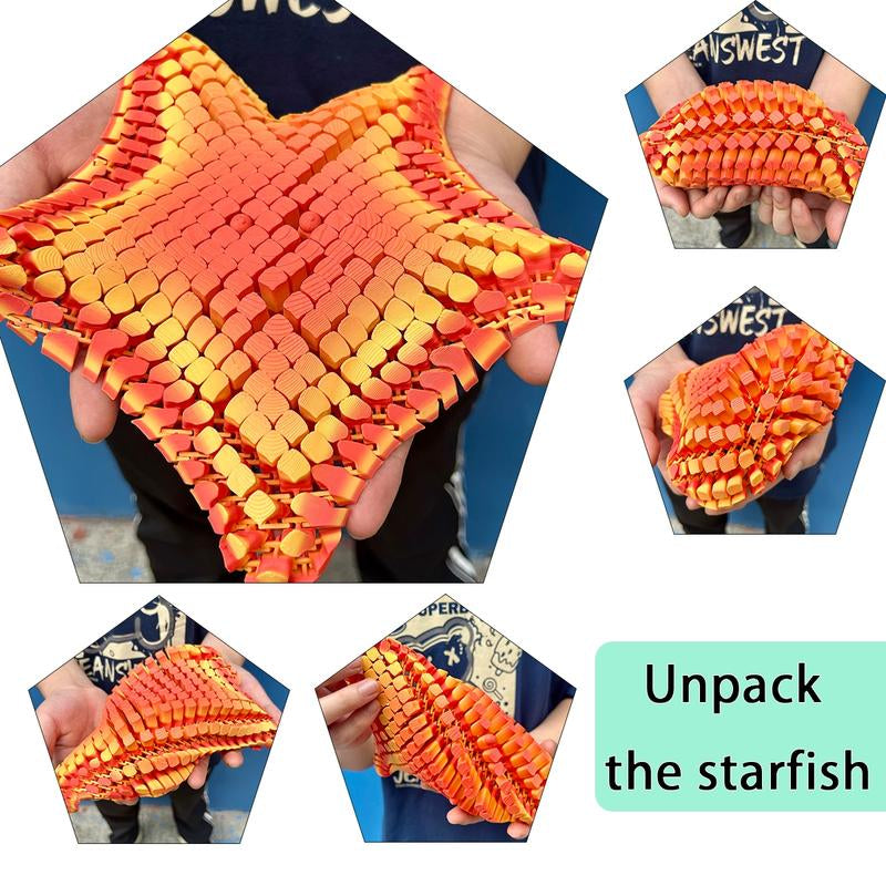 3D Printed Starfish Statue, Cute Animal Action Figure Collectible Figurines for Home Office Decor, Stress Relief Toy 26Cm/10.24In + 16Cm/6.30In, Halloween Decor, Christmas Action Figures 2025, 3D Printed Articulated Flexible Fidget Action Figures
