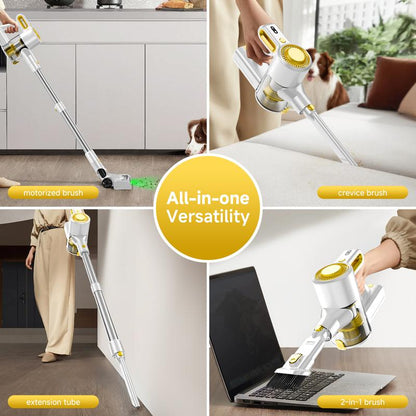 BSNAW 45 KPA Cordless Vacuum Cleaner with 6-In-1 Stick Design, Upgraded Green LED, Anti-Tangle Brush, Removable Battery, 40-Minute Runtime, for Carpets, Pet Hair, Hardwood Floors Ultra-Lightweight