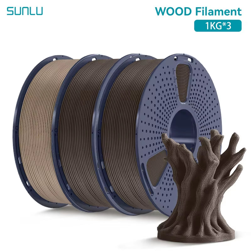 3KG Real Wood Fiber Wood PLA Filament 1.75MM 1Kg Spool Neatly Wound PLA 3D Printer Filament Fit Most FDM 3D Printers