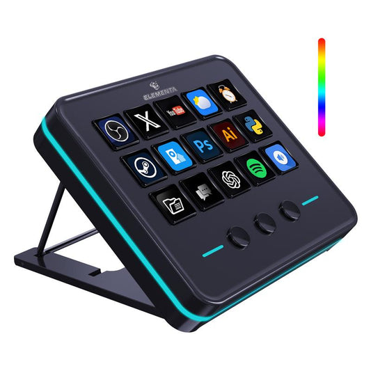 Mbox Seasonal Edition Stream Deck ELEMENTA 15-Key LCD Macro Pad with LGB Light, Customizable Shortcuts Buttons for OBS, Twitch Youtube Tiktok Live, Compatible with Macos & Windows, Setup Essentials for Gamers, Streamers, Content Creators, Remote Workers
