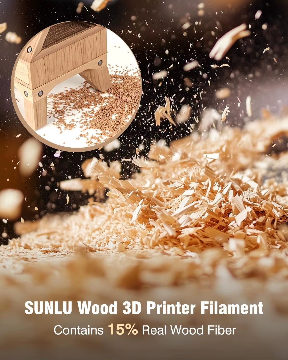 3KG Real Wood Fiber Wood PLA Filament 1.75MM 1Kg Spool Neatly Wound PLA 3D Printer Filament Fit Most FDM 3D Printers