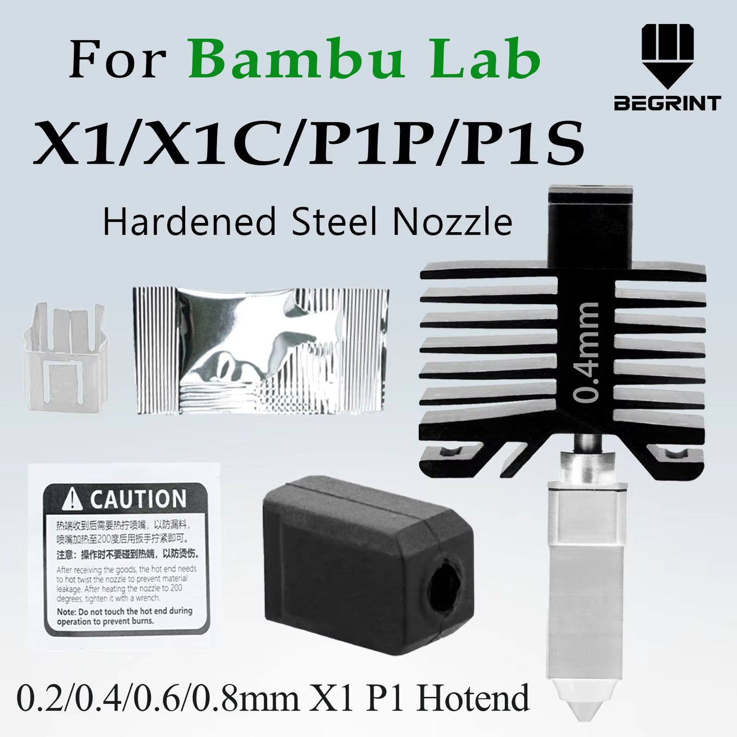 For Bambu Lab X1C/P1P/P1S Hardened Steel Hot End Print Head All-In-One Quick Swap Kit for Bambulab X1 P1 Series 3D Printer Part