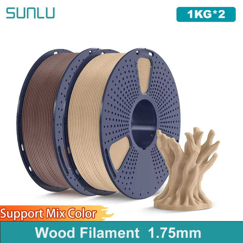 2KG Multiple Wood Filament Wood Texture PLA 3D Printer Filament 1.75MM 1Kg/Spool Filament Fit Most FDM 3D Printers