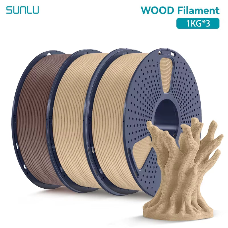 3KG Real Wood Fiber Wood PLA Filament 1.75MM 1Kg Spool Neatly Wound PLA 3D Printer Filament Fit Most FDM 3D Printers