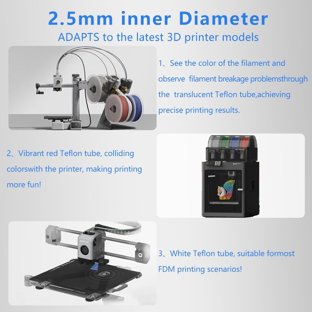 5M PTFE Teflon Tube 2.5Mm ID 4Mm OD for 1.75Mm Filament Bowden + Cutter