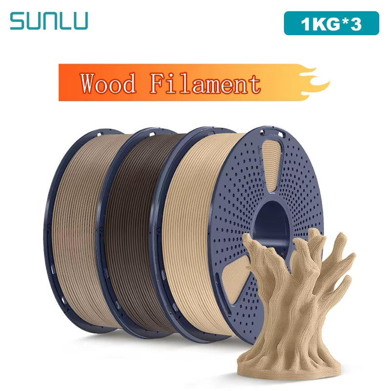 3KG Real Wood Fiber Wood PLA Filament 1.75MM 1Kg Spool Neatly Wound PLA 3D Printer Filament Fit Most FDM 3D Printers