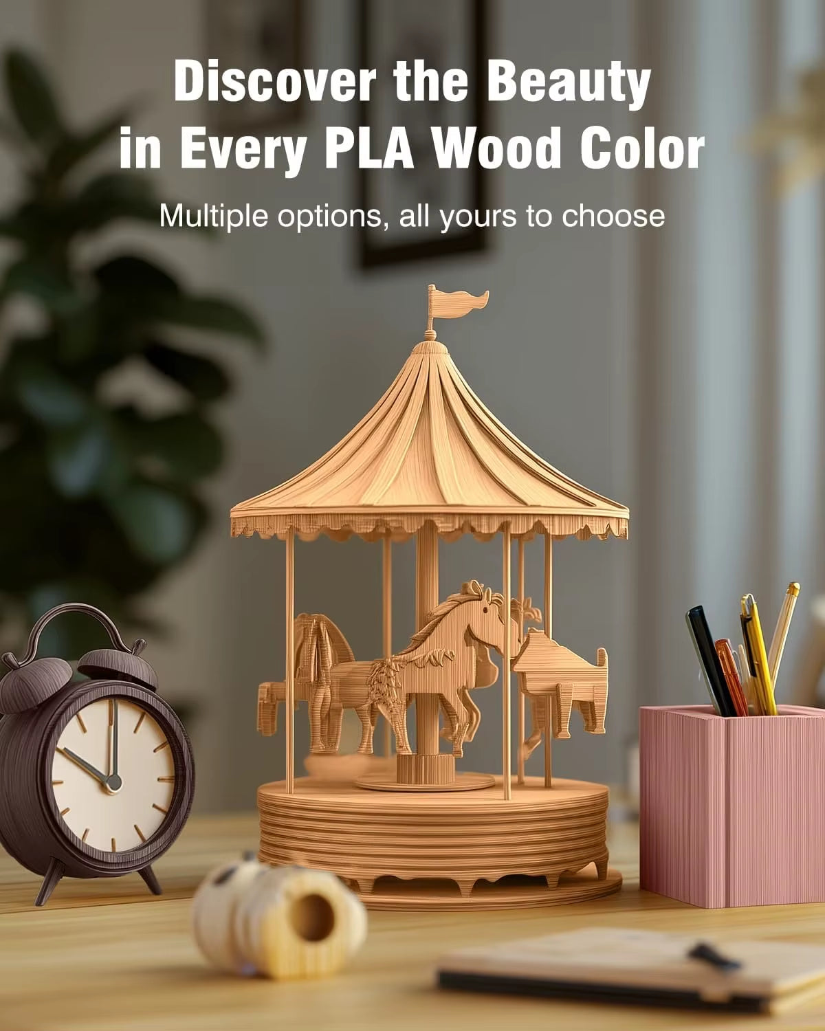 3KG Real Wood Fiber Wood PLA Filament 1.75MM 1Kg Spool Neatly Wound PLA 3D Printer Filament Fit Most FDM 3D Printers