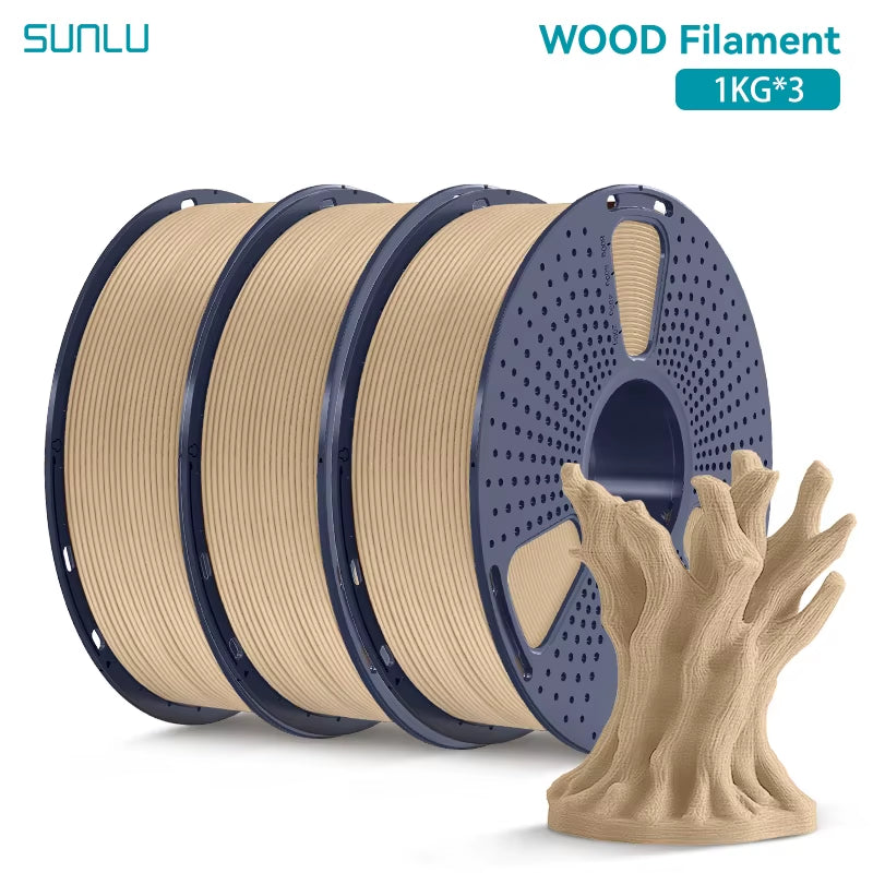 3KG Real Wood Fiber Wood PLA Filament 1.75MM 1Kg Spool Neatly Wound PLA 3D Printer Filament Fit Most FDM 3D Printers