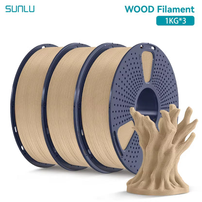 3KG Real Wood Fiber Wood PLA Filament 1.75MM 1Kg Spool Neatly Wound PLA 3D Printer Filament Fit Most FDM 3D Printers