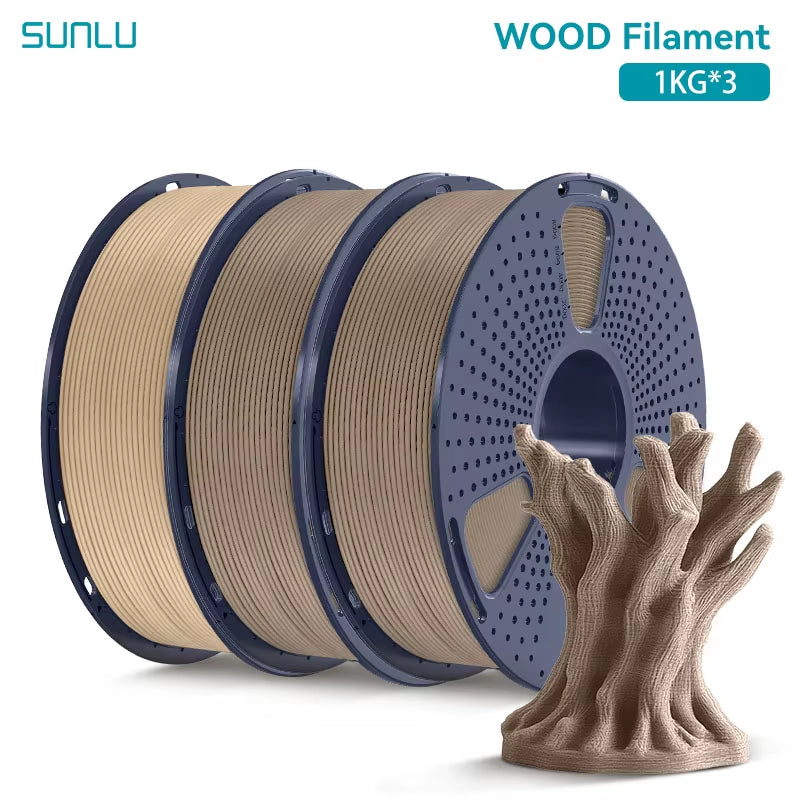 3KG Real Wood Fiber Wood PLA Filament 1.75MM 1Kg Spool Neatly Wound PLA 3D Printer Filament Fit Most FDM 3D Printers
