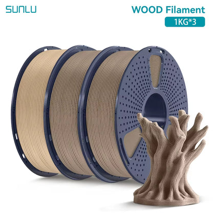 3KG Real Wood Fiber Wood PLA Filament 1.75MM 1Kg Spool Neatly Wound PLA 3D Printer Filament Fit Most FDM 3D Printers