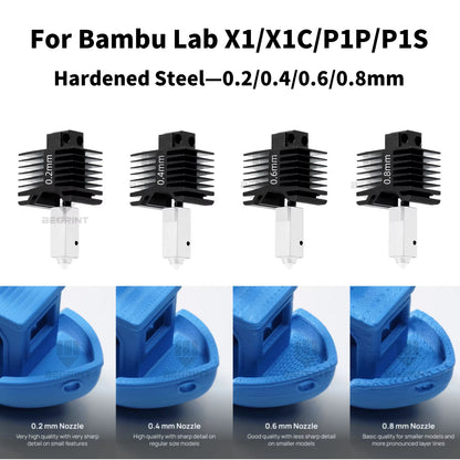 For Bambu Lab X1C/P1P/P1S Hardened Steel Hot End Print Head All-In-One Quick Swap Kit for Bambulab X1 P1 Series 3D Printer Part