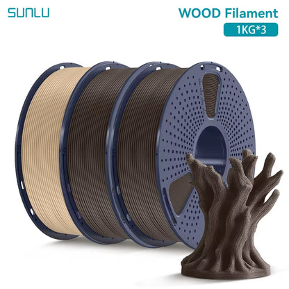 3KG Real Wood Fiber Wood PLA Filament 1.75MM 1Kg Spool Neatly Wound PLA 3D Printer Filament Fit Most FDM 3D Printers