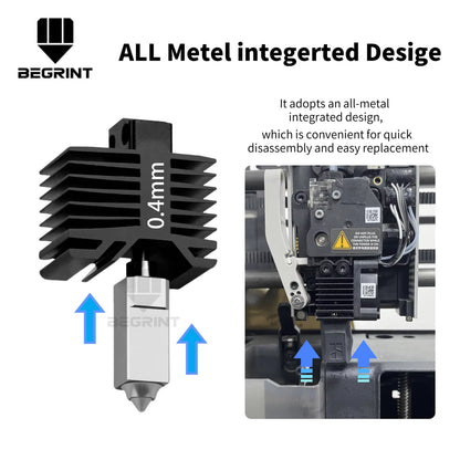 For Bambu Lab X1C/P1P/P1S Hardened Steel Hot End Print Head All-In-One Quick Swap Kit for Bambulab 3D Printer Replacement Part