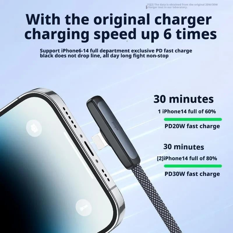 45W PD Fast Charging Cable for Iphone15 16 17PROMAX & Android Type-C Right Angle Design Braided Durable Data Transfer Cables