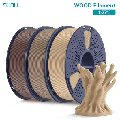 3KG Real Wood Fiber Wood PLA Filament 1.75MM 1Kg Spool Neatly Wound PLA 3D Printer Filament Fit Most FDM 3D Printers
