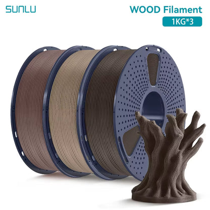 3KG Real Wood Fiber Wood PLA Filament 1.75MM 1Kg Spool Neatly Wound PLA 3D Printer Filament Fit Most FDM 3D Printers