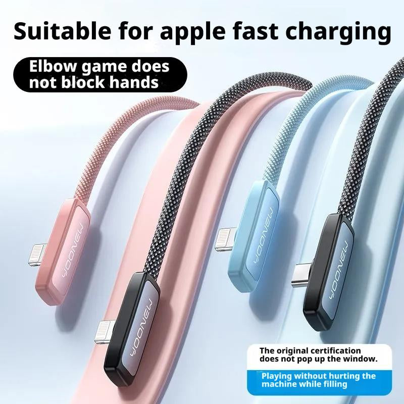 45W PD Fast Charging Cable for Iphone15 16 17PROMAX & Android Type-C Right Angle Design Braided Durable Data Transfer Cables