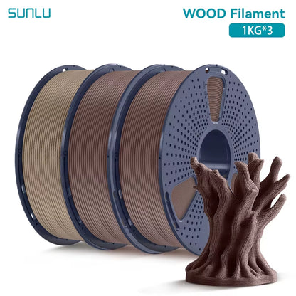 3KG Real Wood Fiber Wood PLA Filament 1.75MM 1Kg Spool Neatly Wound PLA 3D Printer Filament Fit Most FDM 3D Printers
