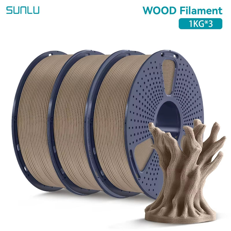 3KG Real Wood Fiber Wood PLA Filament 1.75MM 1Kg Spool Neatly Wound PLA 3D Printer Filament Fit Most FDM 3D Printers
